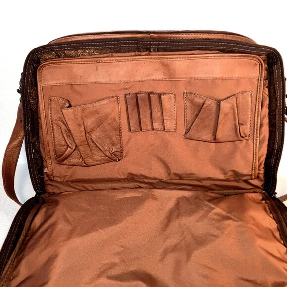 Men's Leather Crossbody Bag Vintage Shoulder Bag Casual Medium Messenger Pack - Picture 8 of 9